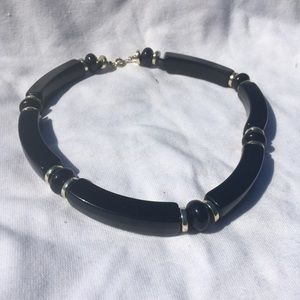 Lucite black and gold necklace